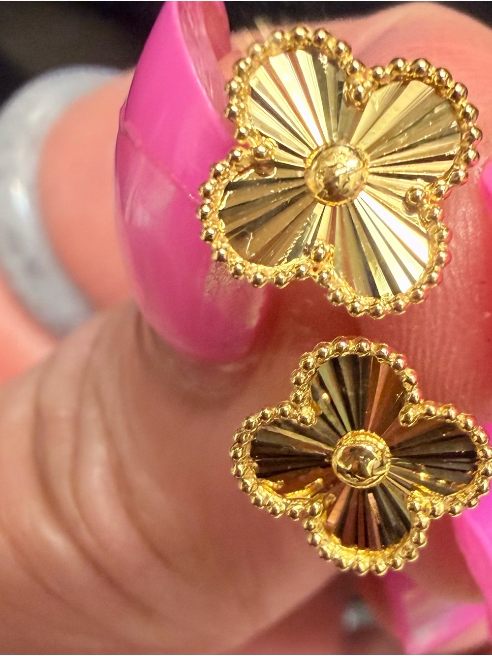 18K Gold Floral (10mm) Stud Earrings SCREW TYPE BACK